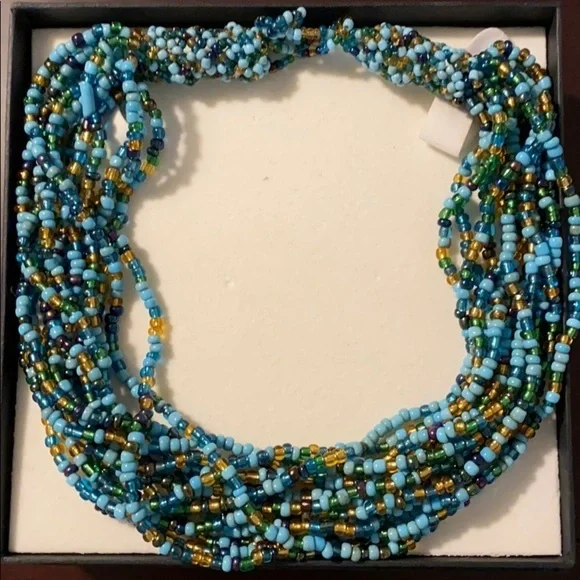 Torsade Multi-Strand Turquoise Beaded Necklace New
